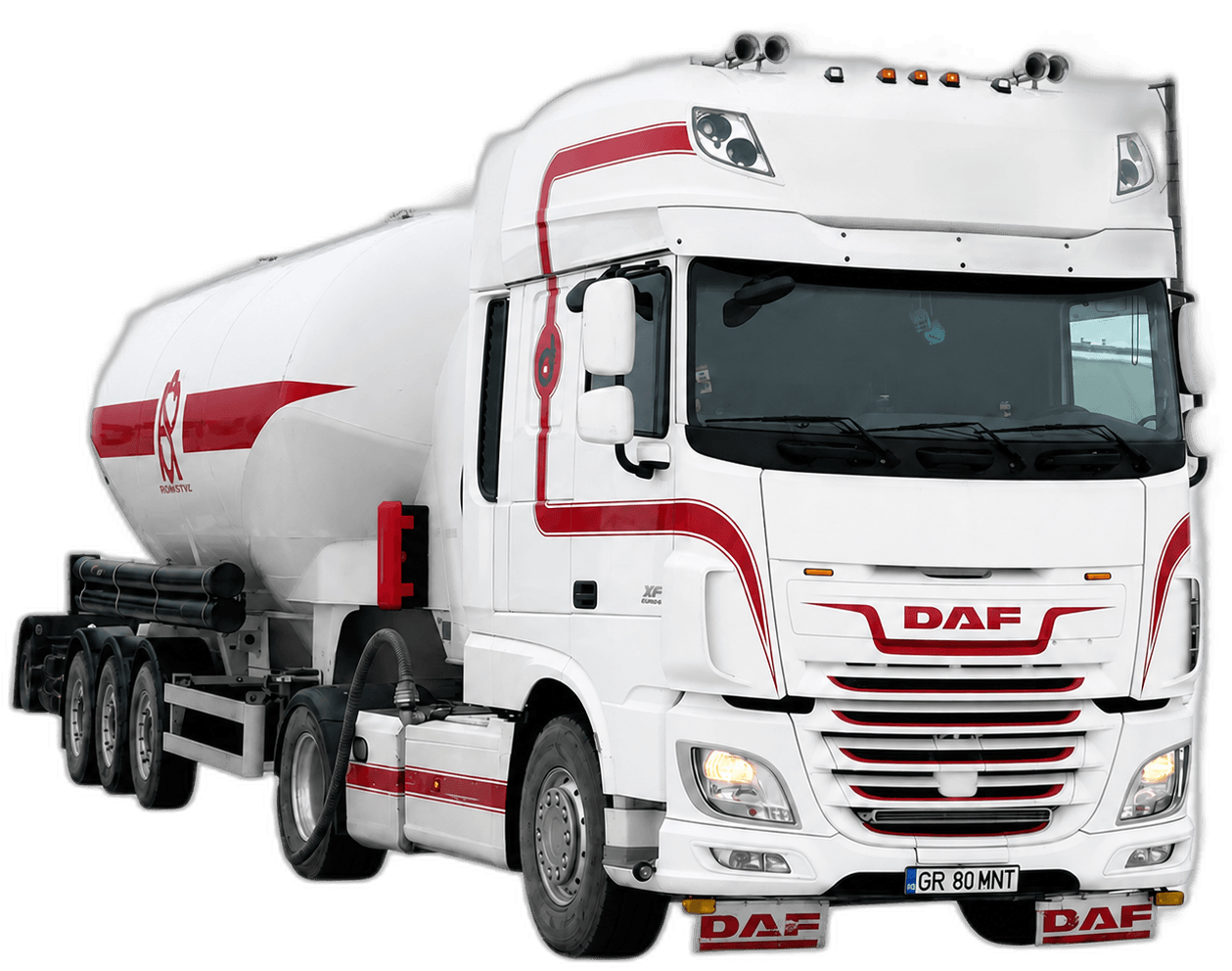Cap tractor DAF cu cisternă de ciment vrac din flota MNT Grup